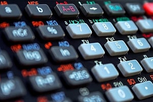 Image shows a close-up of a scientific calculator.