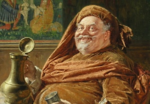 Image shows Sir John Falstaff painted by Eduard von Grützner. 
