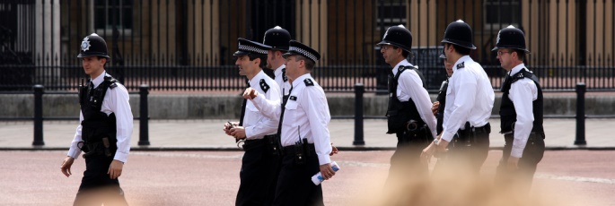 Image shows British police officers.