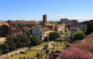 Image shows a view of Rome on a sunny day.